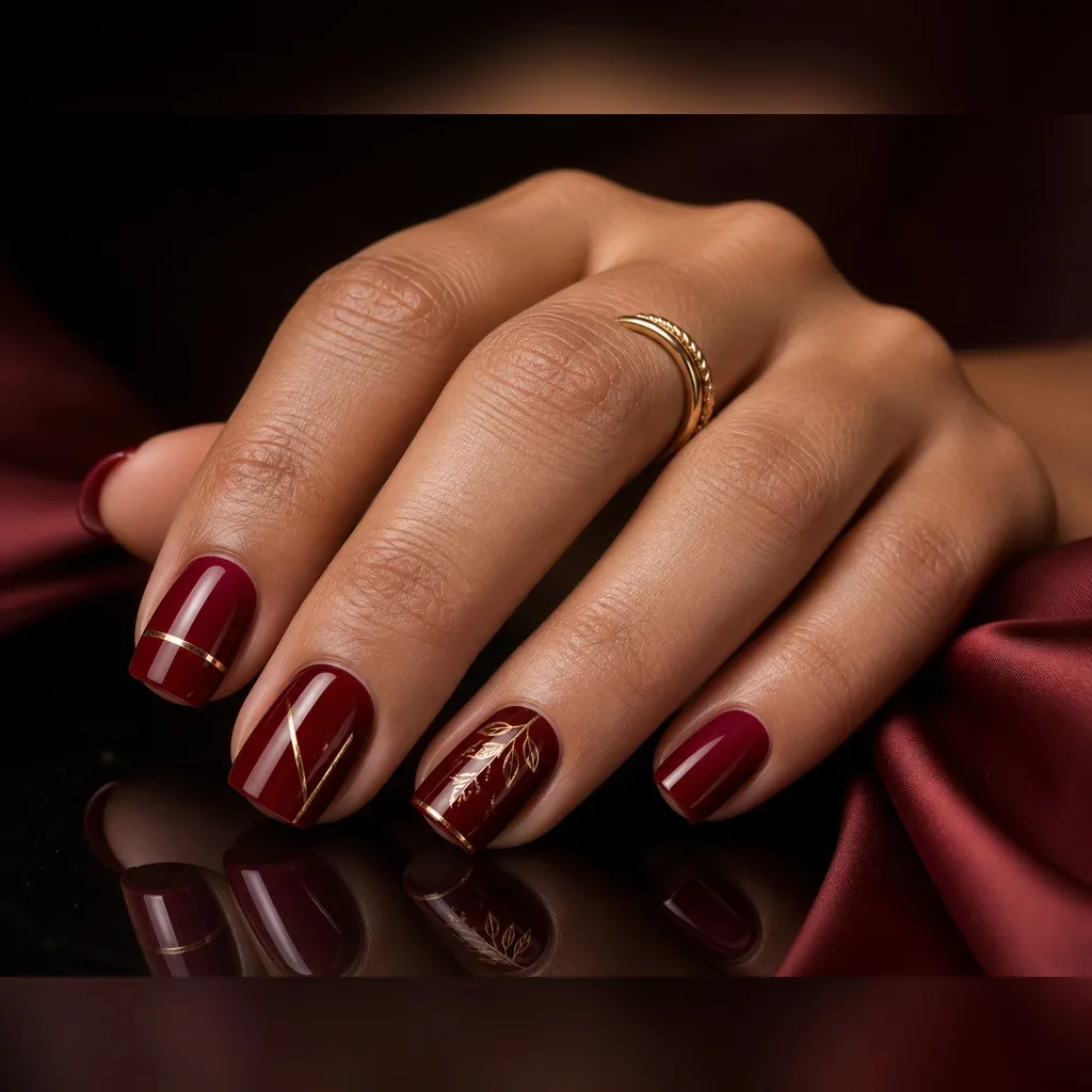 Cherry Cola Glaze — square red nails with deep cherry-red crème, two coats, under a high-gloss glaze top coat, short square
