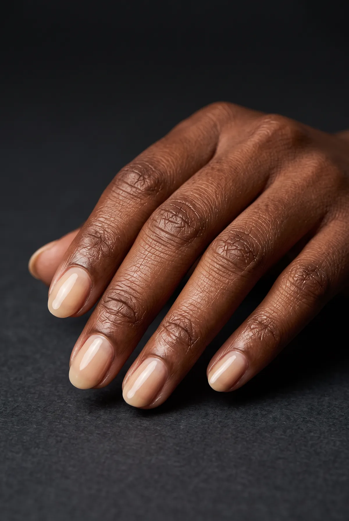 Wheat Field Wash — round thanksgiving nails with sheer wheat-toned polish, two thin coats over natural nail, round shape, glossy finish